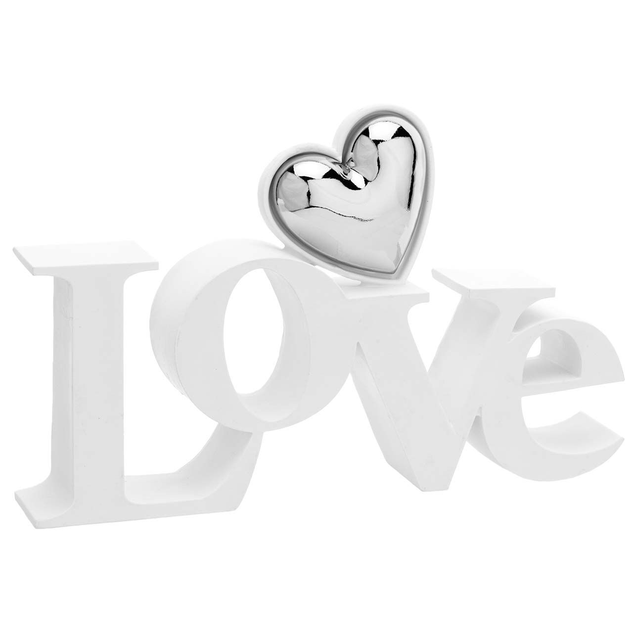 SCULTURA LOVE grande con cuore argento 25X10,5CM